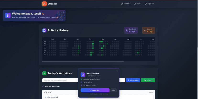 Streaker - Habit Tracking Web App
